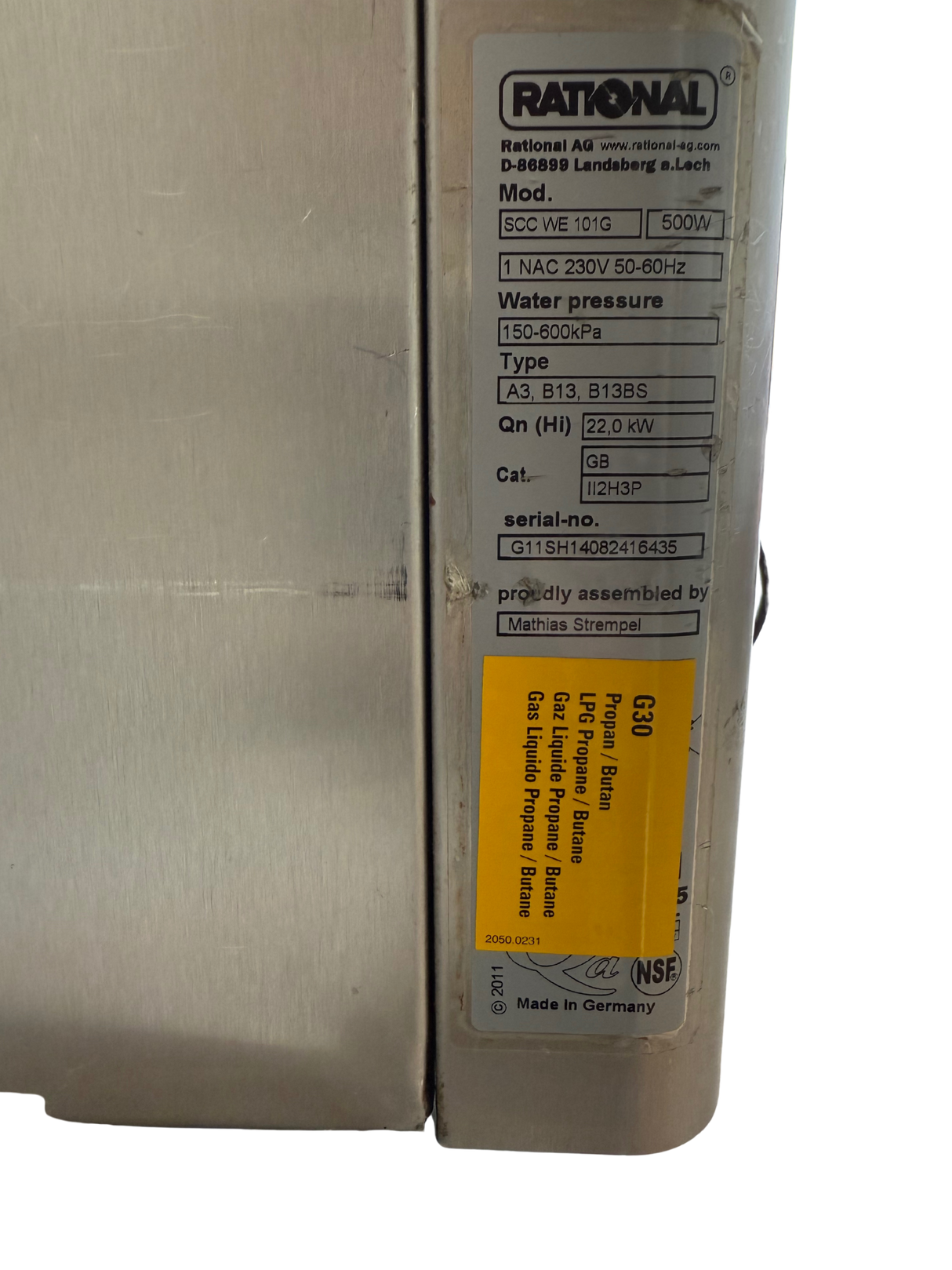 Rational SCC WE 10 Grid Gas Rational SCC WE 10 Grid Gas With Care Control & UG2 Stand
